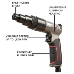 Jet 505651 JAT-651, 1/4-Inch Pneumatic Screwdriver, 1,800 RPM