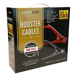 Justin Case JCBC2004 20' 4-Guage Booster Cable with 365-Day Roadside Assistance