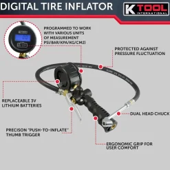 K Tool Digital Air Inflator Dual Head Chuck 2-150 PSI (89001)
