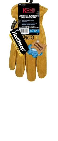 Kinco Lined Large Premium Suede Cowhide Driver Gloves (50RL-L)