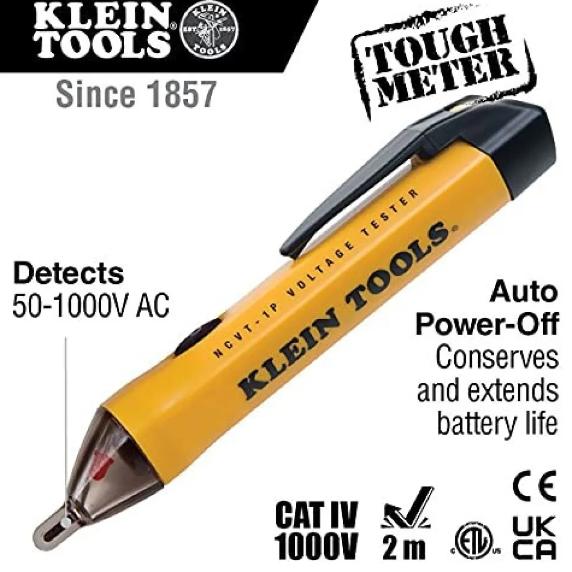 Klein Tools NCVT1P Voltage Tester, Non-Contact Voltage Detector Pen 50 to 1kV AC