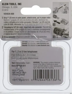Klein Tools VDV826-600 Modular Telephone Plugs RJ11 6P6C, 25-Pack