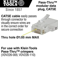 Klein Tools VDV826-762 Pass-Thru RJ45-CAT5e Modular Data Plugs (200-Pack)