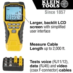 Klein VDV501851 Cable Tester Kit W/Scout Pro 3 Tester, Remotes, Adapter, Battery