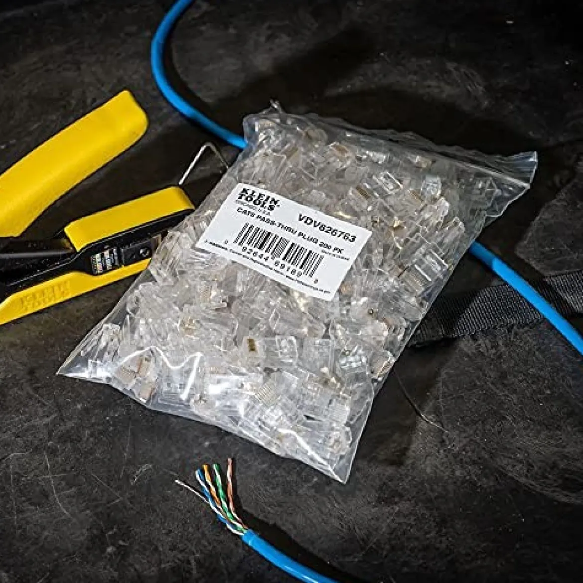 Klein VDV826-763 Pass-Thru Modular Data Plugs for RJ45, Pass Through Connectors