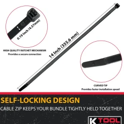 K-Tool Cable Zip Ties Black 14