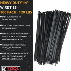 K-Tool Cable Zip Ties Black 14