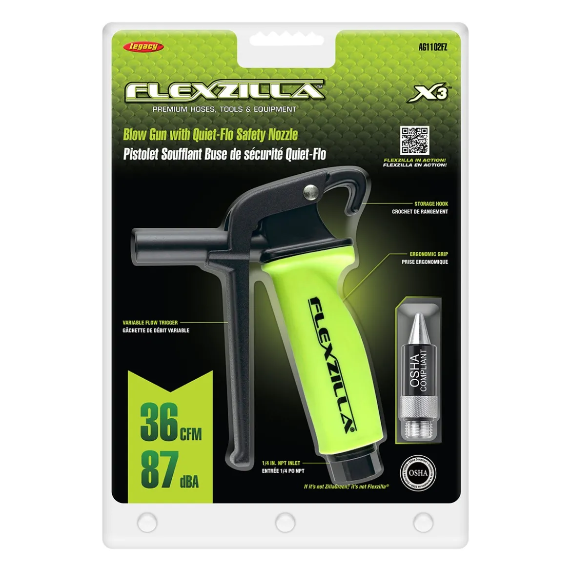 Legacy AG1102FZ Flexzilla Blow Gun With Quiet-Flo Safety Nozzle
