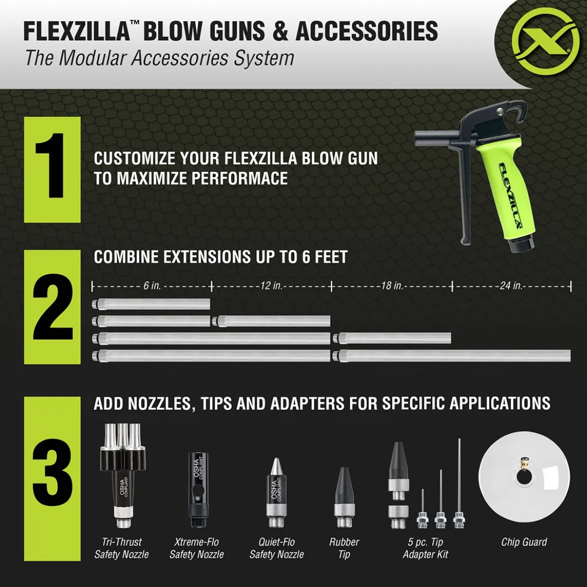 Legacy AG1102FZ Flexzilla Blow Gun With Quiet-Flo Safety Nozzle
