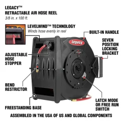 Legacy L8310 3/8 X 100' Air Hose Reel, Levelwind