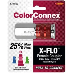 Legacy Manufacturing A73416D Flexzilla - X-Flo Red Industrial Coupler 1/4 Fnpt