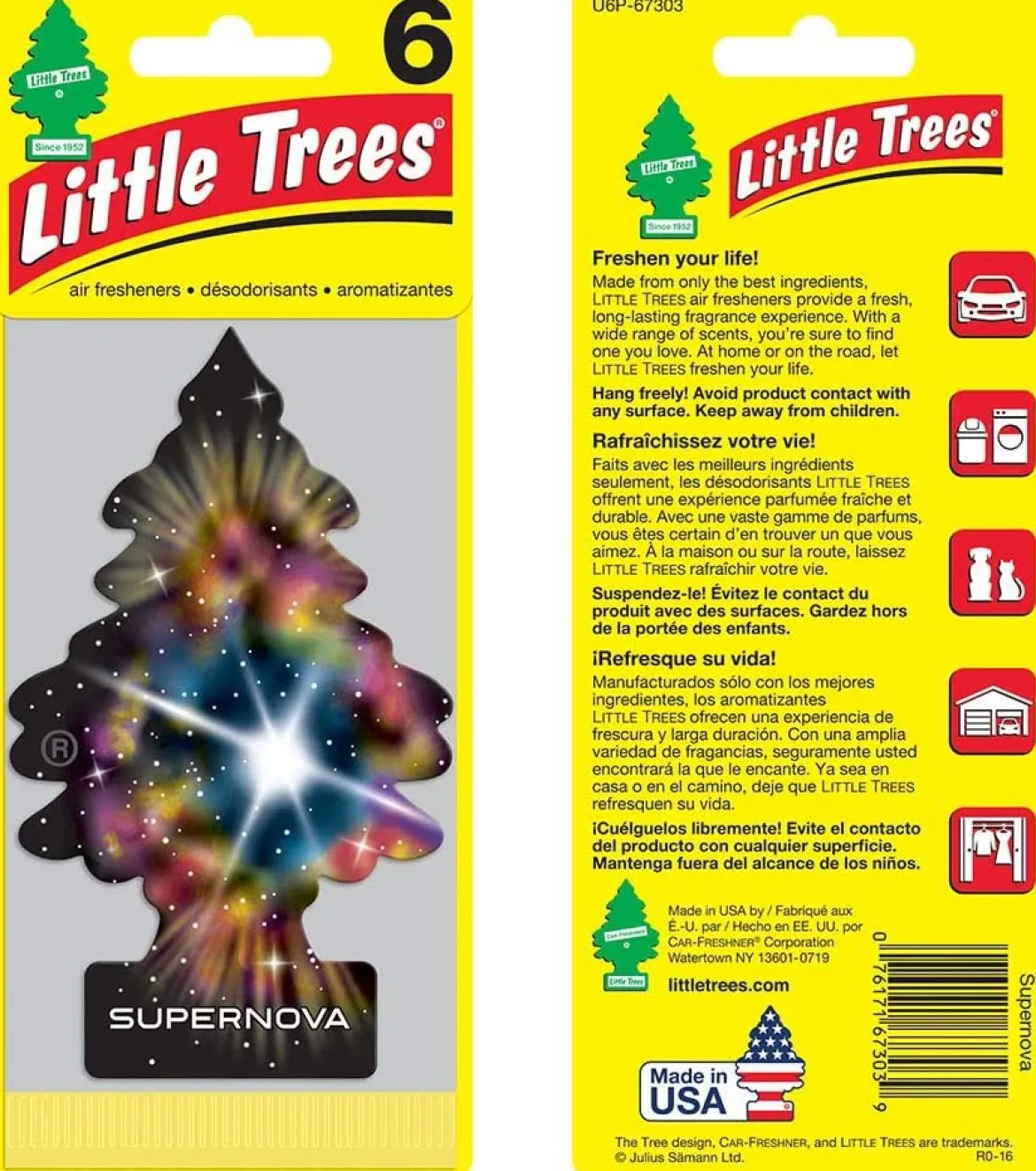 Little Trees U6P-67303 Air Car Freshener Traditional Supernova, 6-Pack