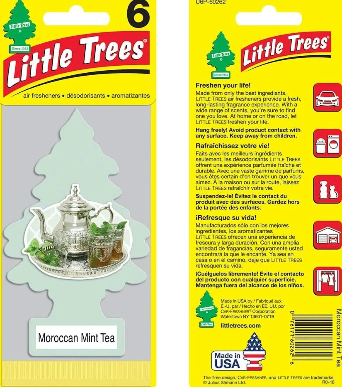 Little Trees U6P-60262 Air Car Freshener Traditional Maroccan Mint Tea, 6-Pack
