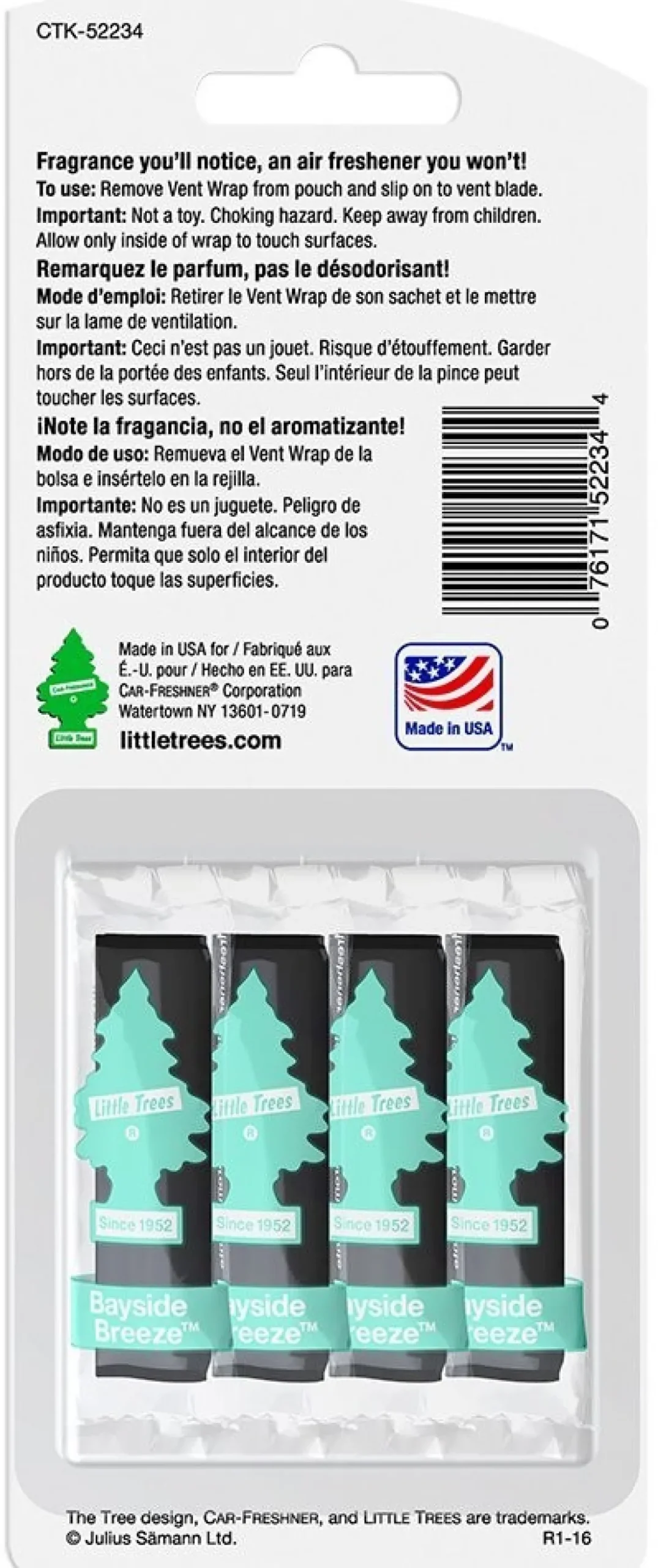 Little Trees Vent Wrap 4-Pack Bayside Breeze
