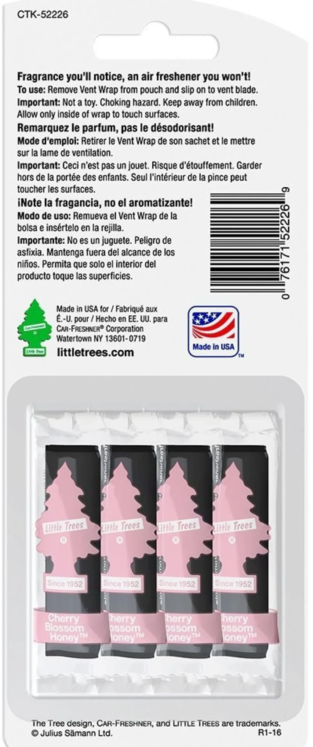Little Trees Vent Wrap 4-Pack Cherry Blossom Honey