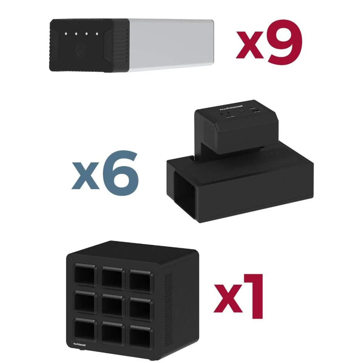Luxor Workspaces Edgepower 9-Battery Kit: Clamp-On Portable Charger (KBEP-9B6C9)