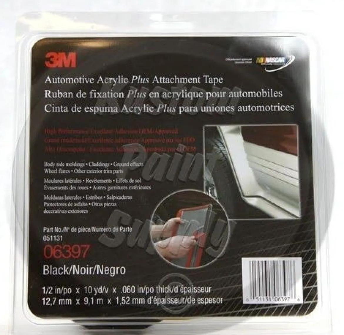 3M 1/2" X 10 Yard Black Automotive Acrylic Plus Attachment Tape (6397)