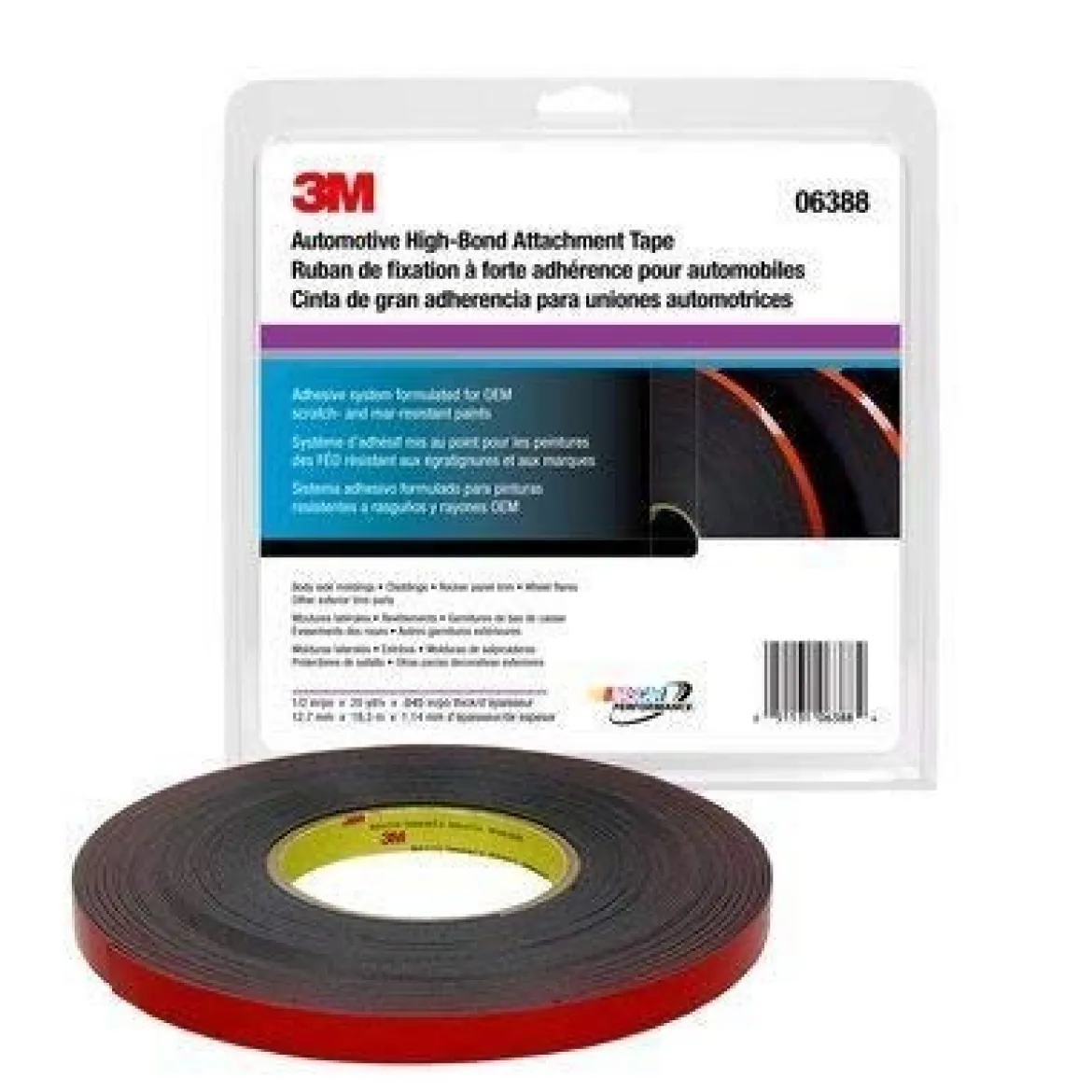 3M 1/2" X 20 Yards Automotive High-Bond Attachment Tape (6388)