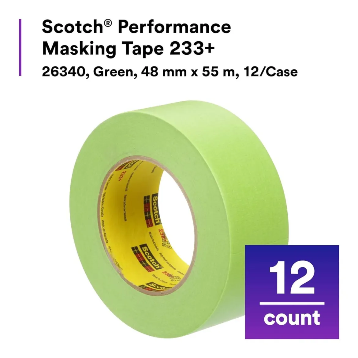 3M 48mm x 55m Green Scotch Performance Masking Tape 233+ (26340)