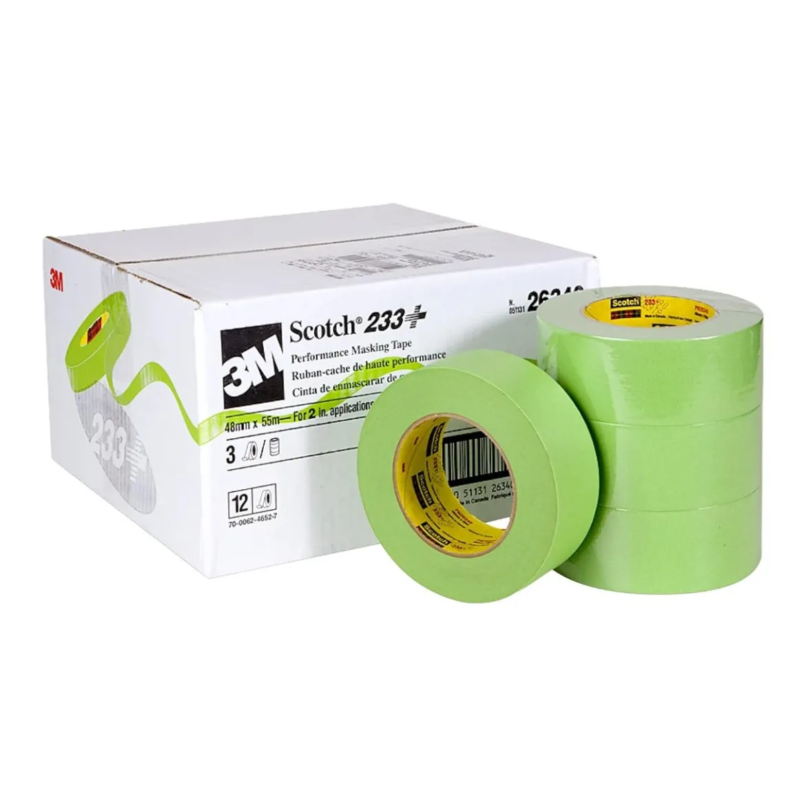 3M 48mm x 55m Green Scotch Performance Masking Tape 233+ (26340)
