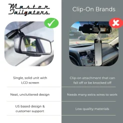 Master Tailgaters 10.5" OEM Rear View Mirror with 4.3" LCD Screen + Dimming + Adjustable Guide Lines + Compass & Temperature | Rearview Universal Fit | Auto Adjusting Brightness LCD | Anti Glare | Original Mirror Replacement (MR-43-A2DTC)