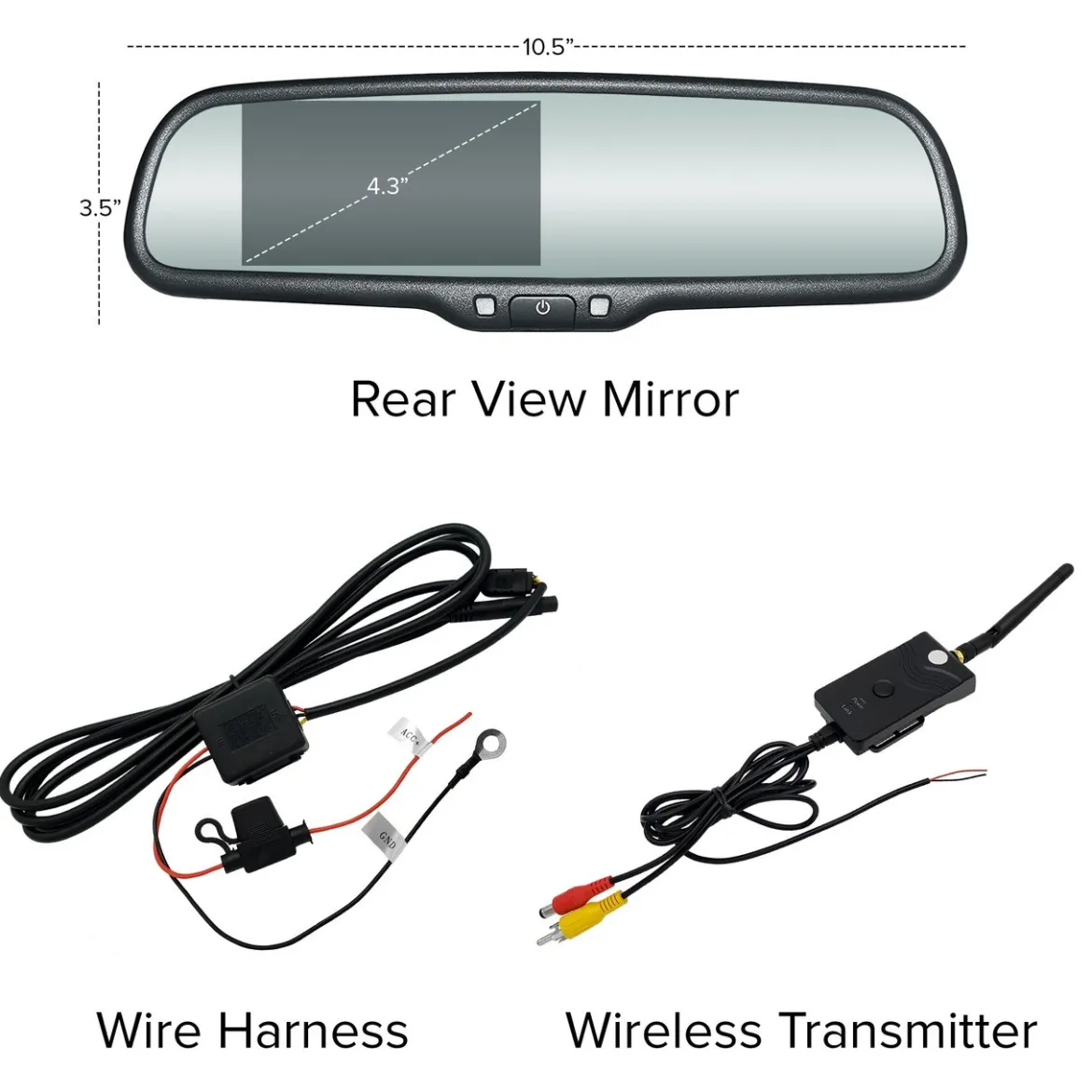 Master Tailgaters 10.5" OEM Rear View Mirror with 4.3" LCD Screen | Rearview Universal Fit Mount | Auto Adjusting Brightness LCD | Anti Glare | Full Original Mirror Replacement | Easy to Install (MR-43-A1)