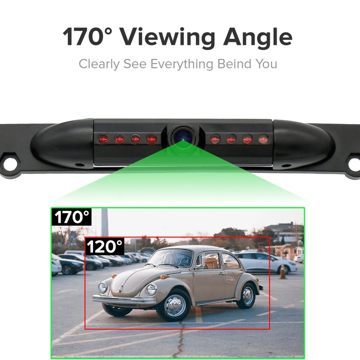 Master Tailgaters License Plate Frame Front or Backup Camera with 8 IR LED Night Vision, Metal Construction, 170° Wide Angle Camera, Waterproof (MC-L2)