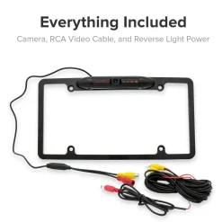 Master Tailgaters License Plate Frame Front or Backup Camera with 8 IR LED Night Vision, Metal Construction, 170° Wide Angle Camera, Waterproof (MC-L2)