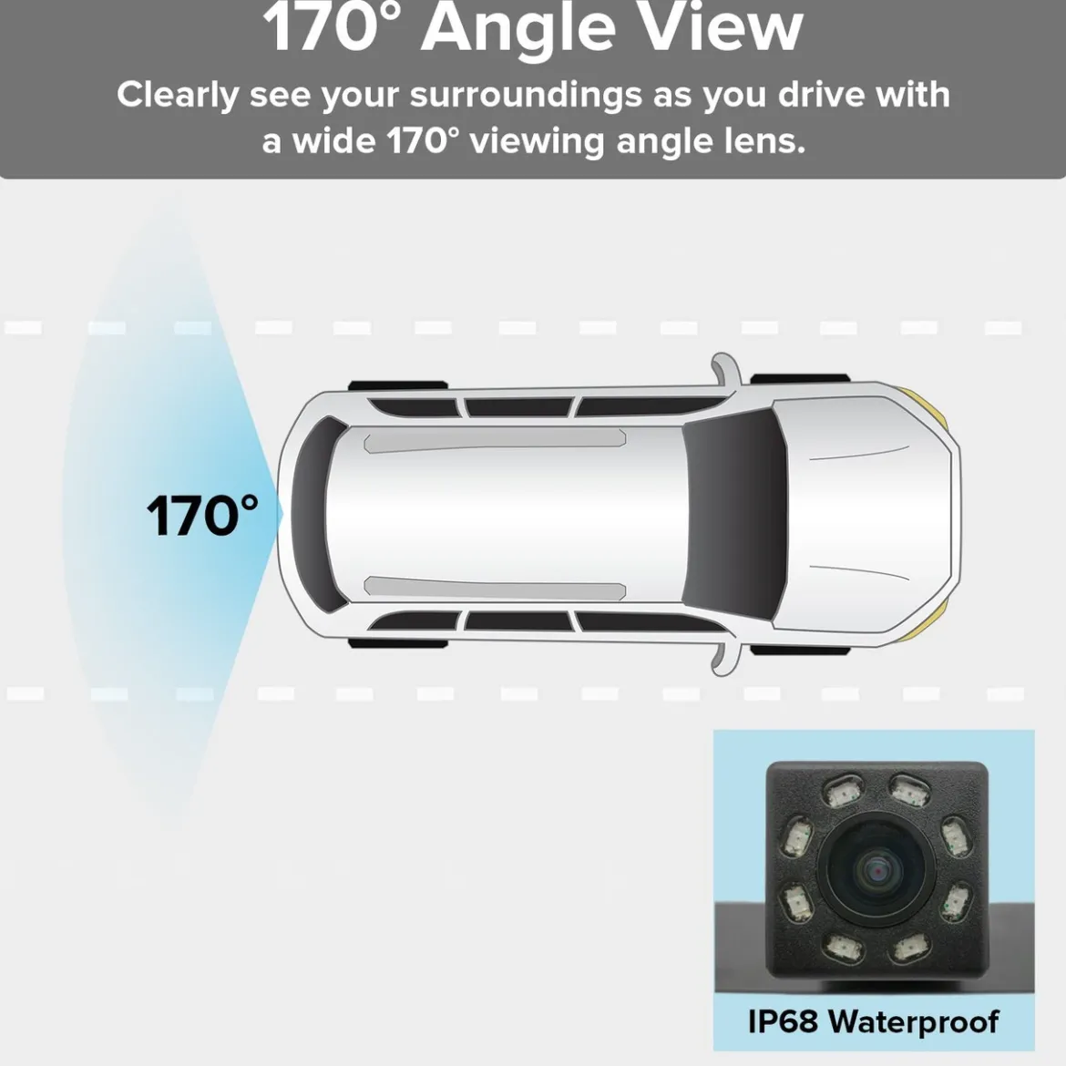 Master Tailgaters Small License Plate Frame Backup or Front Camera with 8 IR LED Night Vision (MC-L3)