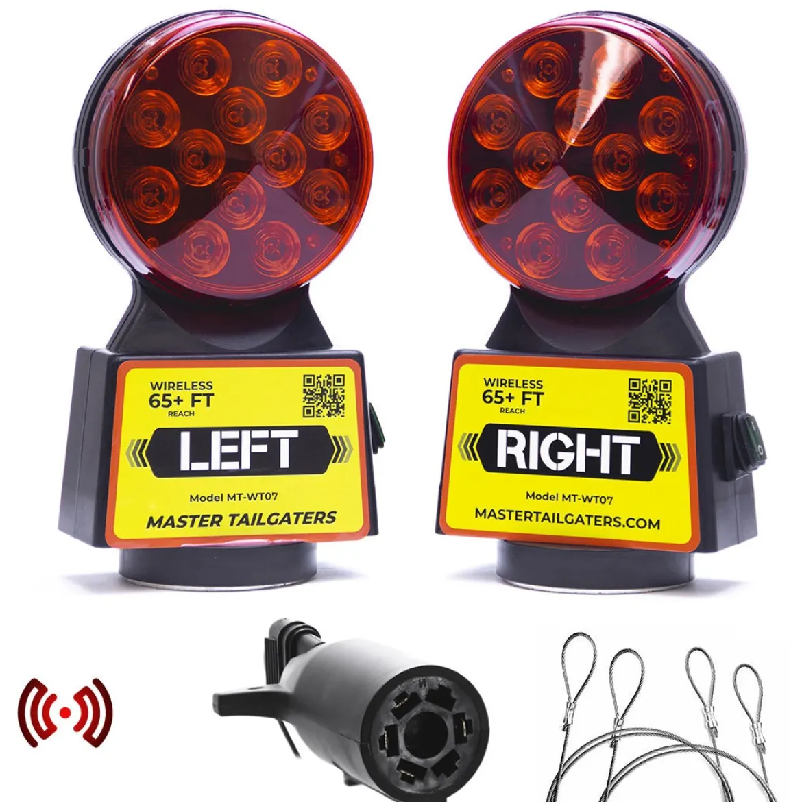 Master Tailgaters Wireless Trailer Tow Lights - Magnetic Mount - 65 Feet Range - 7 Pin Flat Connection (MT-WT07)