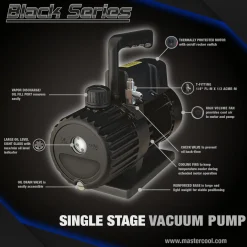 Mastercool Black Series 3 CFM Vacuum Pump Single Stage (90062-BL)