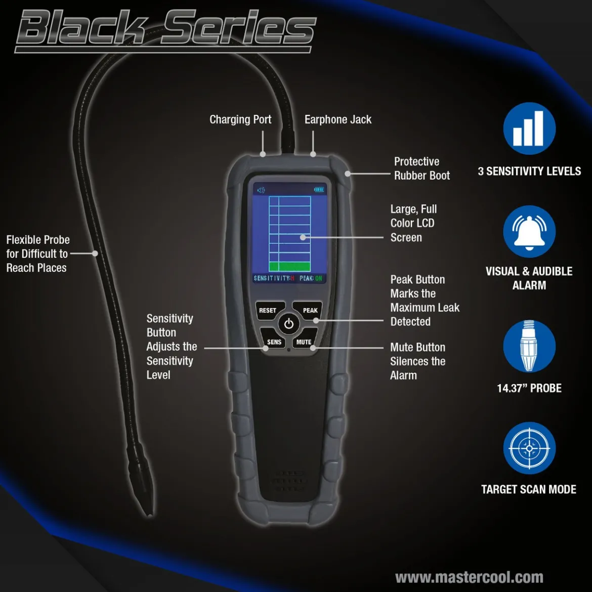 Mastercool Black Series Infrared Refrigerant Leak Detector (55600)