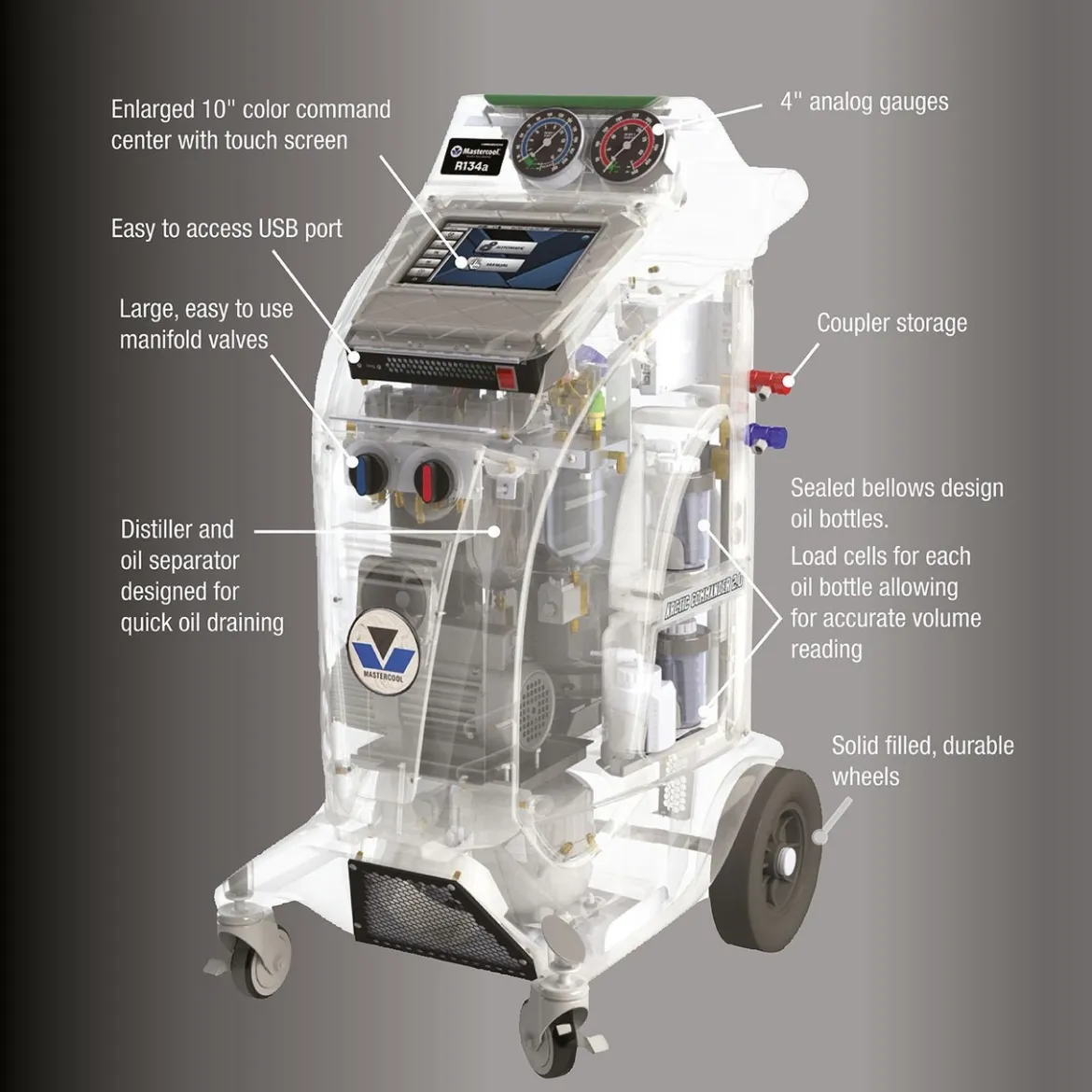 Mastercool Fully-Automatic R134A R/R/R Machine, 110V (COMMANDER2100)