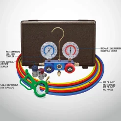 Mastercool 98661-PRO Blue R134a and R12 Dual Manifold Gauge Set with 2 Sets 60