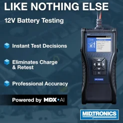 Midtronics Handheld Battery Tester, Mdx-Ai Powered, Fast & Accurate Diagnostics For 6V/12V Automotive, Marine (MVT-200)
