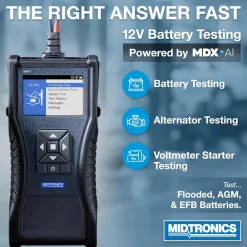 Midtronics Handheld Battery Tester With Printer, Mdx-Ai Powered, Fast & Accurate Diagnostics For 6V/12V (MVT-100P)