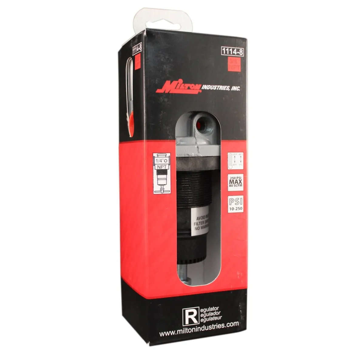 Milton 1114-8 3/8" NPT High Pressure FRL Regulator