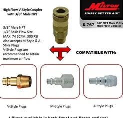 Milton 767 HI-Flo V-Style 'A,M,V' 3/8