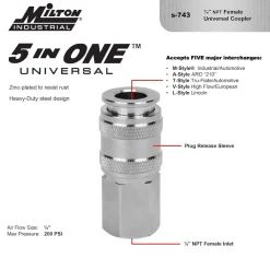 Milton 743 Universal Coupler, 1/4