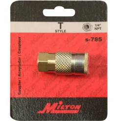 Milton S785 1/4" FNPT Female T-Style Air Compressor Quick Connect Coupler