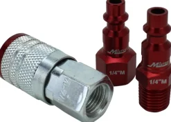 Milton S303MKIT ColorFit Coupler & Plug Kit - (M-Style, Red) - 1/4" NPT, 3-Piece