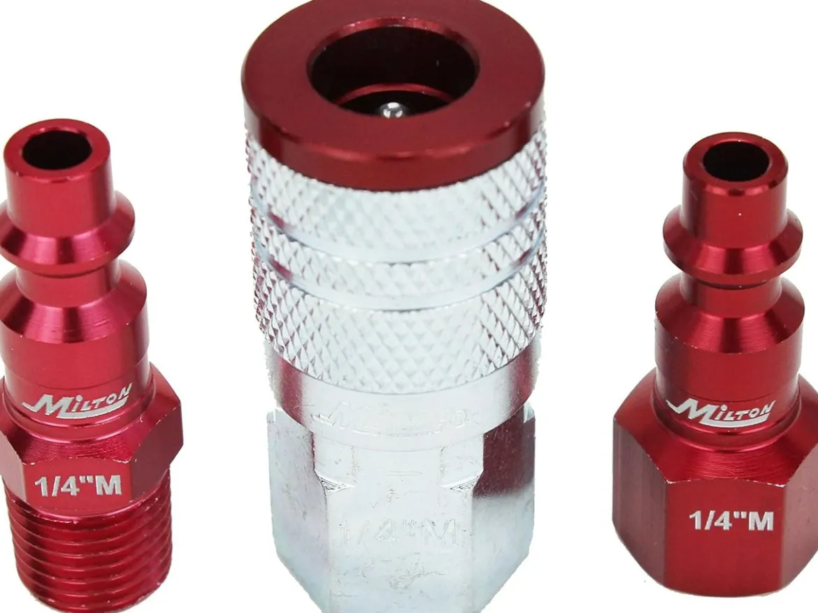 Milton S303MKIT ColorFit Coupler & Plug Kit - (M-Style, Red) - 1/4" NPT, 3-Piece
