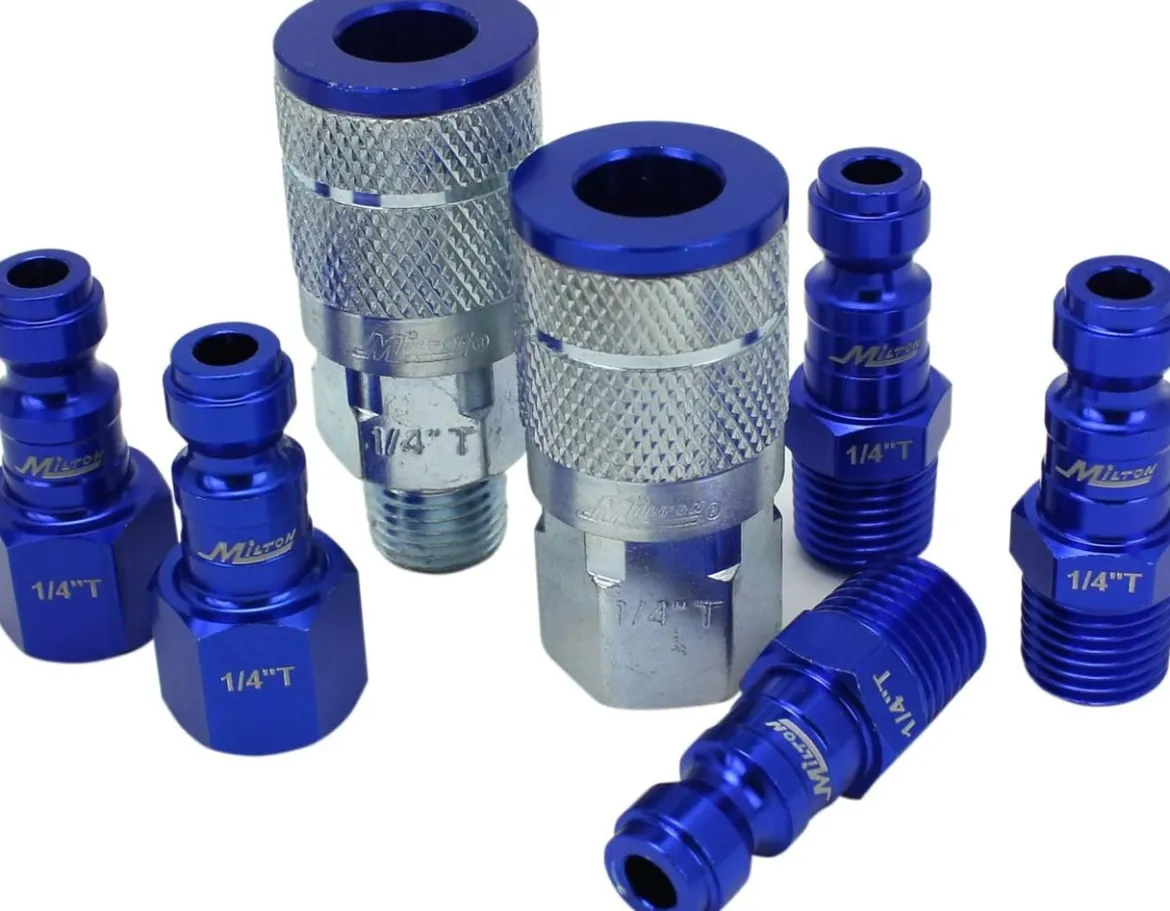 Milton S305TKIT ColorFit Coupler & Plug Kit - (T-Style, Blue) - 1/4" NPT, 5 pcs