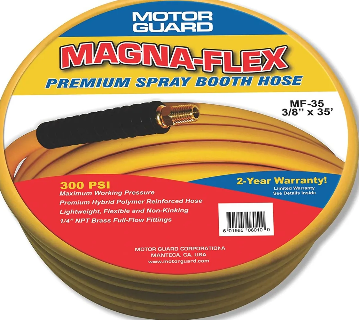 Motor Guard MAGNA-FLEX PREMIUM SPRAY BOOTH HOSE 3/8" I.D. x 35' Long w/ Full-Flow Fittings (MF-35)