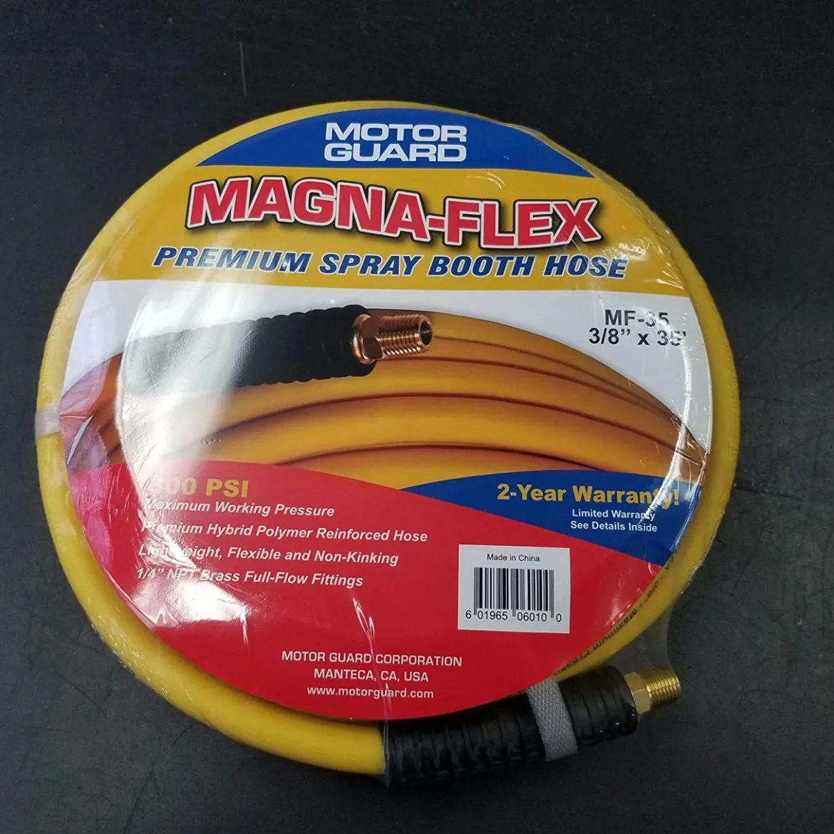 Motor Guard MAGNA-FLEX PREMIUM SPRAY BOOTH HOSE 3/8" I.D. x 35' Long w/ Full-Flow Fittings (MF-35)