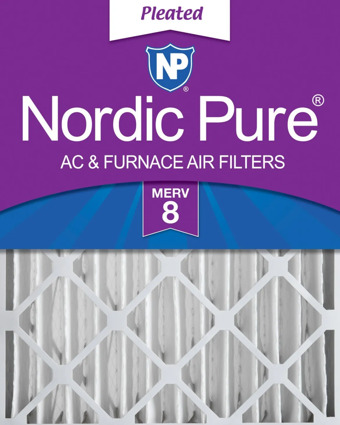 Nordic Pure 24x24x4 (3 5/8) Pleated MERV 8 Air Filter 1 Pack (24x24x4M8-1)