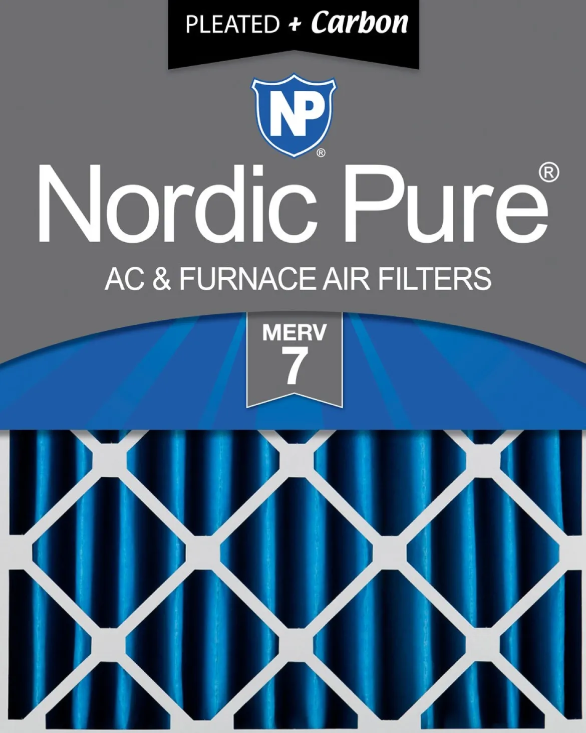 Nordic Pure 24x24x4 (3 5/8) Pleated Air Filters MERV 7 Plus Carbon 1 Pack (24x24x4M7+C-1)