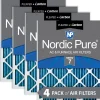 Nordic Pure 24x24x1 (23_3/8x23_3/8) Pleated Air Filters MERV 7 Plus Carbon 4 Pack (24x24x1M7+C-4)