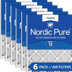 Nordic Pure 25x25x1 (24_1/2x24_1/2) Pleated MERV 12 Air Filters 6 Pack (25x25x1M12-6)