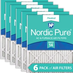 Nordic Pure 24x24x1 (23_3/8x23_3/8) Pleated MERV 14 Air Filters 6 Pack (24x24x1M14-6)